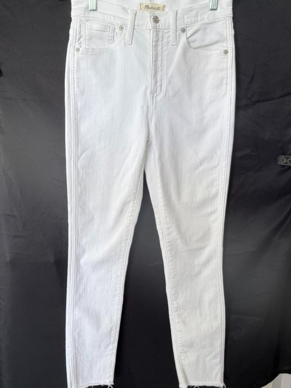 Madewell White 10” High‑Rise Skinny Jeans – Raw Hem – Size 28